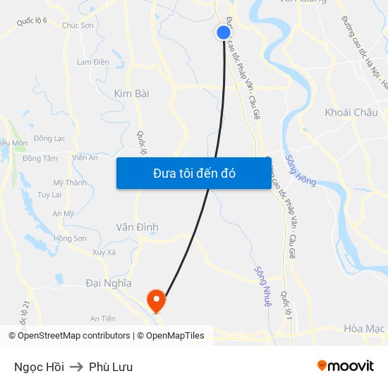 Ngọc Hồi to Phù Lưu map