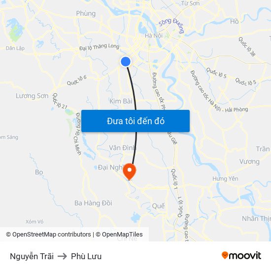 Nguyễn Trãi to Phù Lưu map