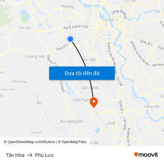 Tân Hòa to Phù Lưu map