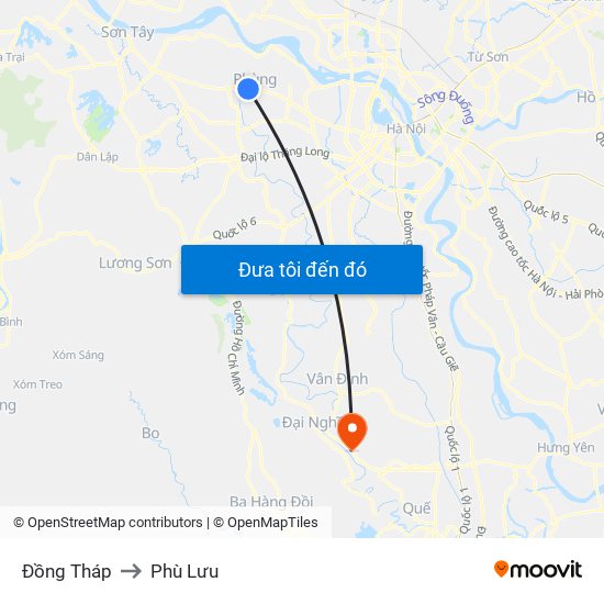 Đồng Tháp to Phù Lưu map