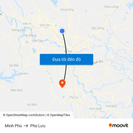 Minh Phú to Phù Lưu map