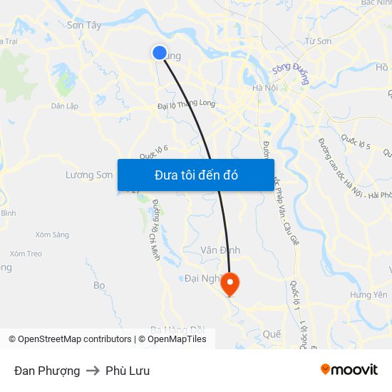 Đan Phượng to Phù Lưu map