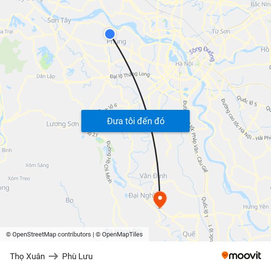 Thọ Xuân to Phù Lưu map