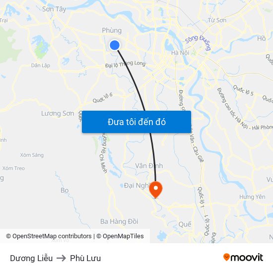 Dương Liễu to Phù Lưu map