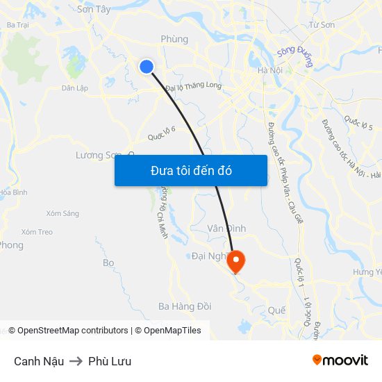 Canh Nậu to Phù Lưu map