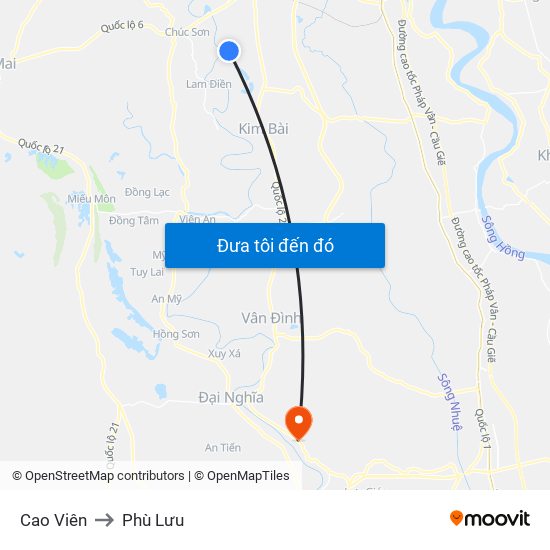 Cao Viên to Phù Lưu map