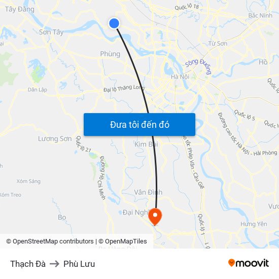 Thạch Đà to Phù Lưu map