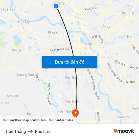 Tiến Thắng to Phù Lưu map