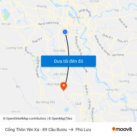 Cổng Thôn Yên Xá - 89 Cầu Bươu to Phù Lưu map
