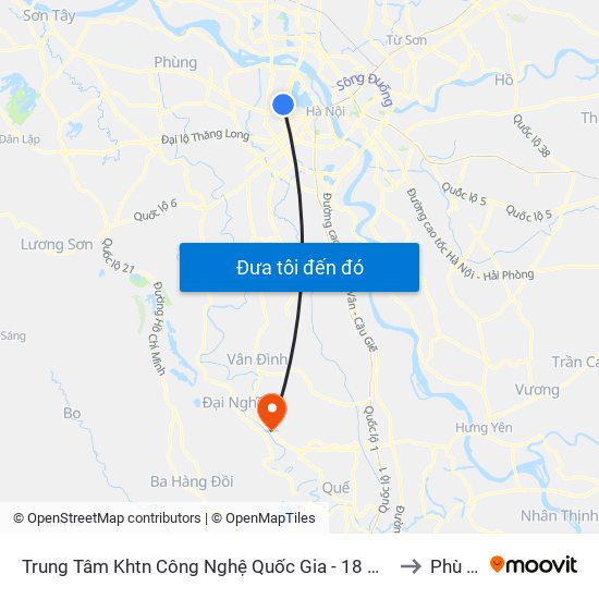 Trung Tâm Khtn Công Nghệ Quốc Gia - 18 Hoàng Quốc Việt to Phù Lưu map