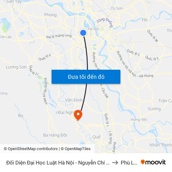 Đối Diện Đại Học Luật Hà Nội - Nguyễn Chí Thanh to Phù Lưu map