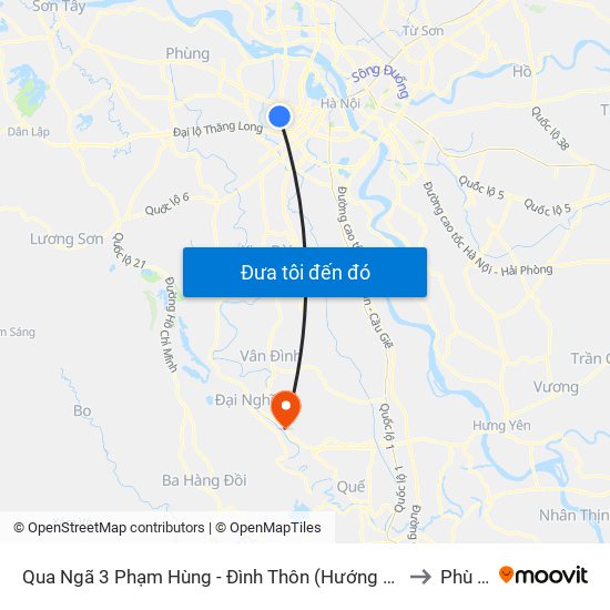 Qua Ngã 3 Phạm Hùng - Đình Thôn (Hướng Đi Phạm Văn Đồng) to Phù Lưu map