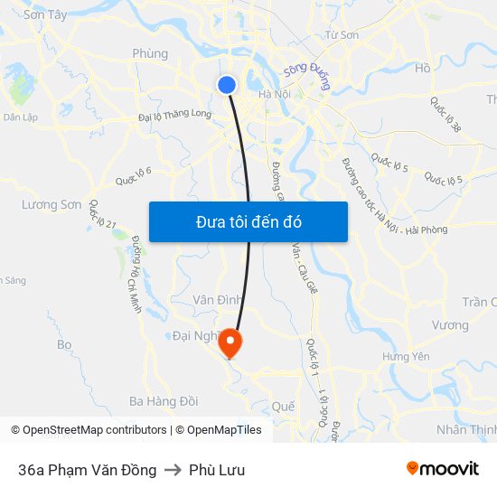 36a Phạm Văn Đồng to Phù Lưu map