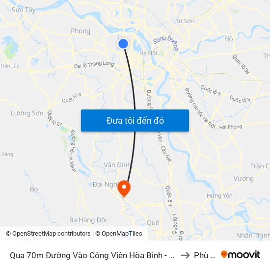 Qua 70m Đường Vào Công Viên Hòa Bình - Phạm Văn Đồng to Phù Lưu map