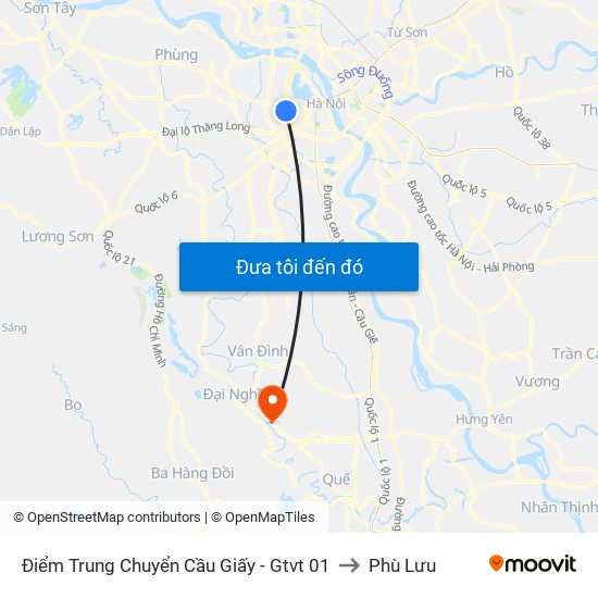 Điểm Trung Chuyển Cầu Giấy - Gtvt 01 to Phù Lưu map