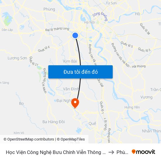 Học Viện Công Nghệ Bưu Chính Viễn Thông - Trần Phú (Hà Đông) to Phù Lưu map