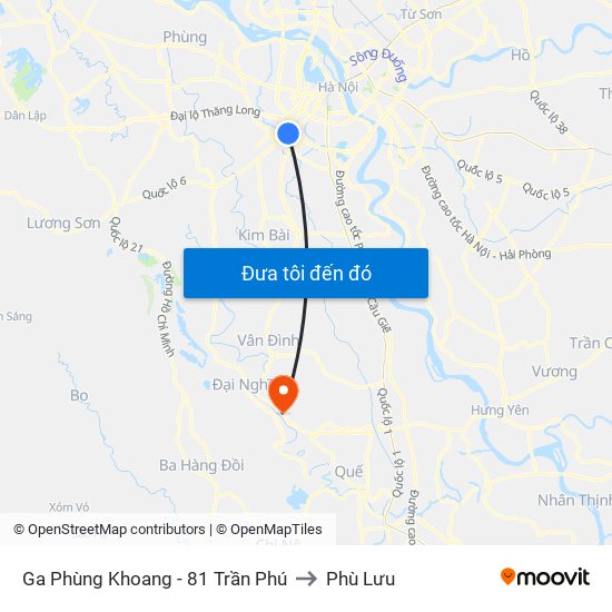 Ga Phùng Khoang - 81 Trần Phú to Phù Lưu map