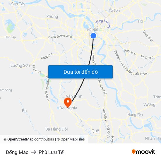 Đống Mác to Phù Lưu Tế map