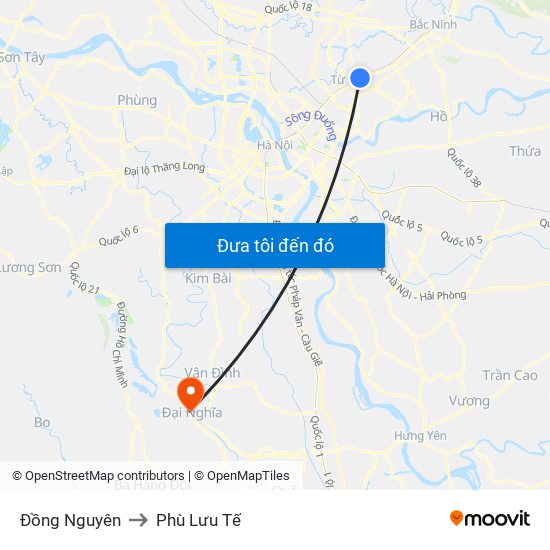 Đồng Nguyên to Phù Lưu Tế map