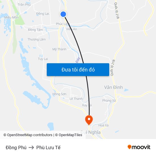 Đồng Phú to Phù Lưu Tế map