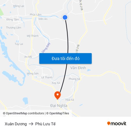 Xuân Dương to Phù Lưu Tế map