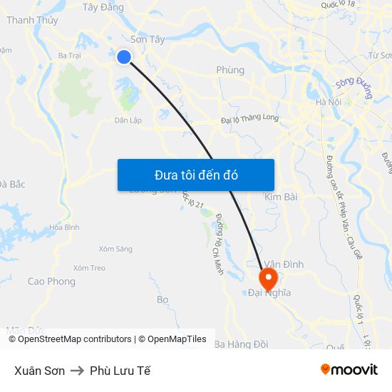 Xuân Sơn to Phù Lưu Tế map