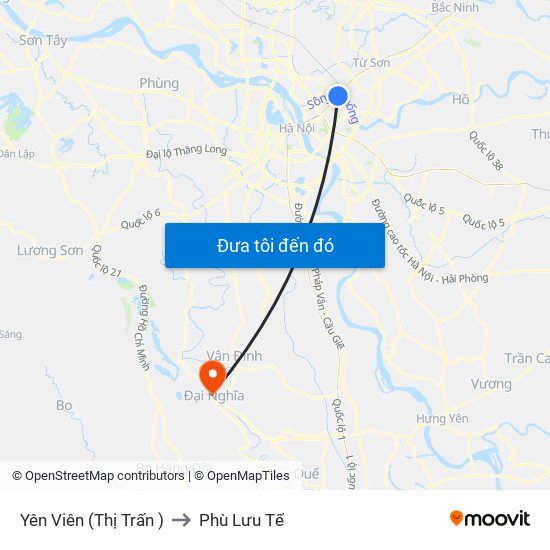 Yên Viên (Thị Trấn ) to Phù Lưu Tế map