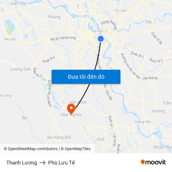 Thanh Lương to Phù Lưu Tế map