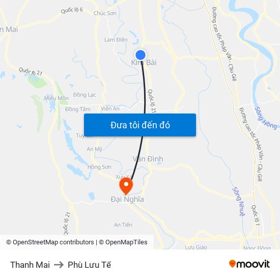 Thanh Mai to Phù Lưu Tế map