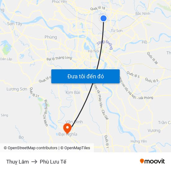 Thuỵ Lâm to Phù Lưu Tế map