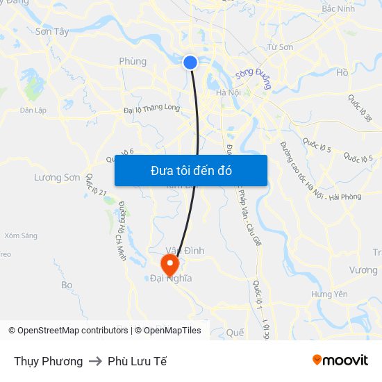 Thụy Phương to Phù Lưu Tế map