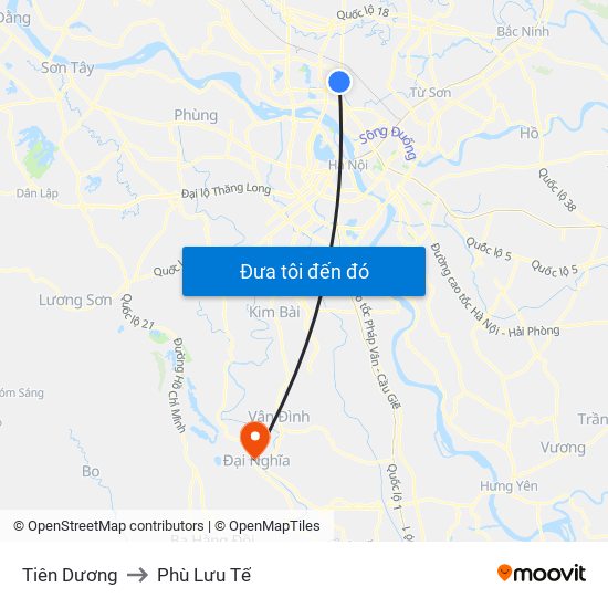 Tiên Dương to Phù Lưu Tế map