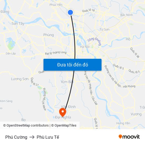 Phú Cường to Phù Lưu Tế map