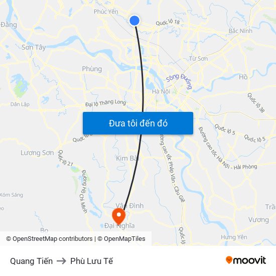 Quang Tiến to Phù Lưu Tế map