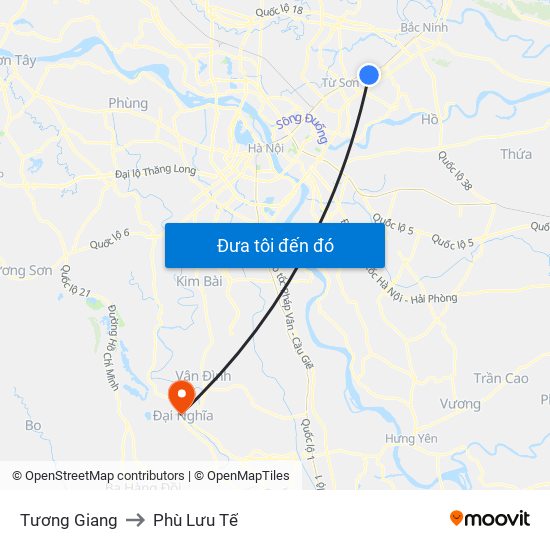 Tương Giang to Phù Lưu Tế map