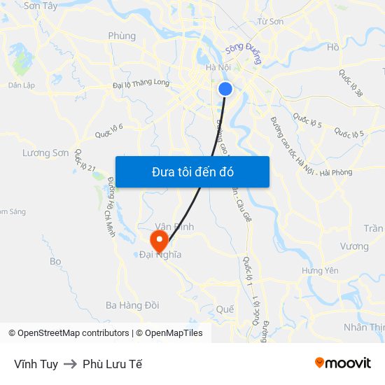 Vĩnh Tuy to Phù Lưu Tế map