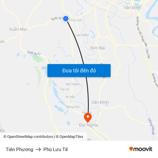 Tiên Phương to Phù Lưu Tế map