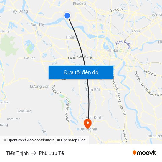 Tiến Thịnh to Phù Lưu Tế map