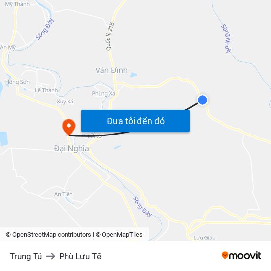 Trung Tú to Phù Lưu Tế map