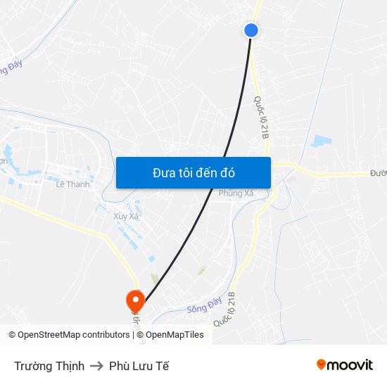 Trường Thịnh to Phù Lưu Tế map