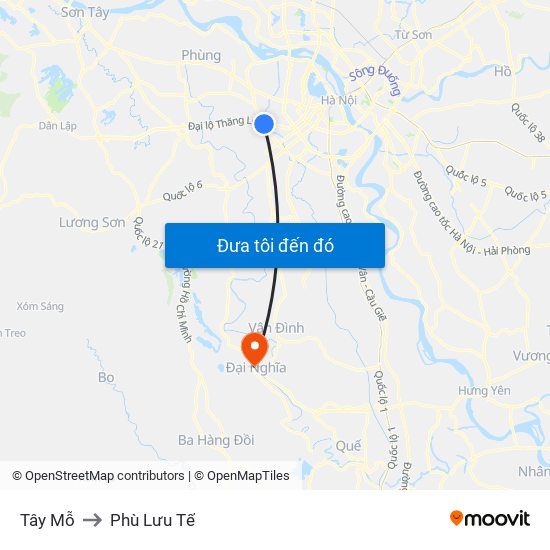 Tây Mỗ to Phù Lưu Tế map