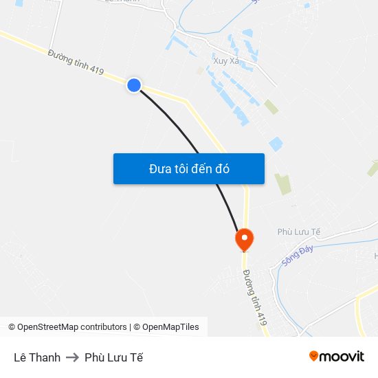 Lê Thanh to Phù Lưu Tế map