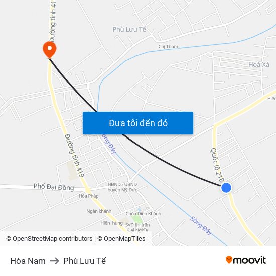 Hòa Nam to Phù Lưu Tế map