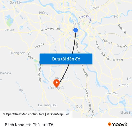 Bách Khoa to Phù Lưu Tế map