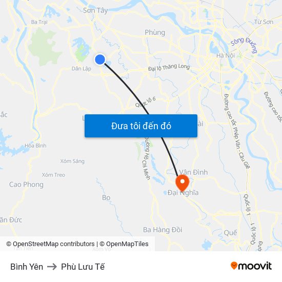 Bình Yên to Phù Lưu Tế map