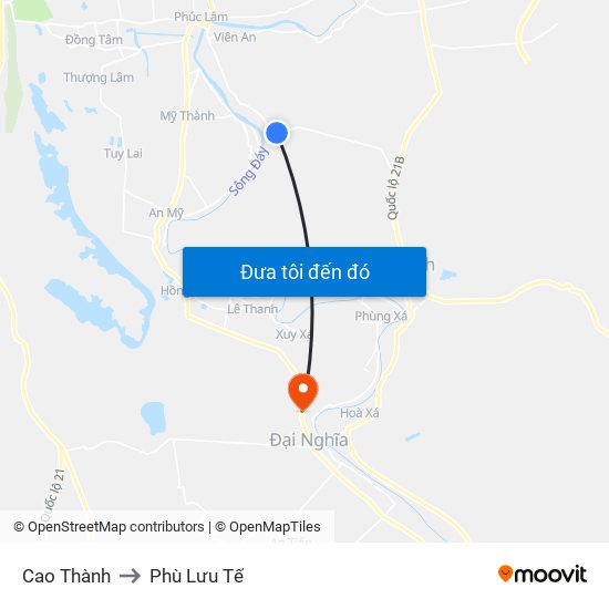 Cao Thành to Phù Lưu Tế map