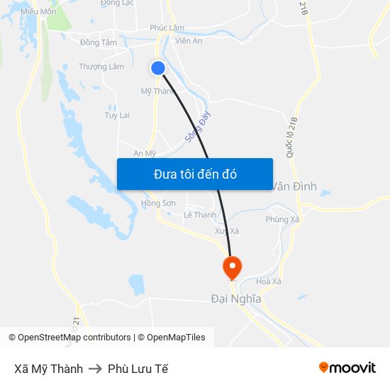 Xã Mỹ Thành to Phù Lưu Tế map