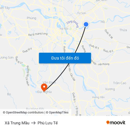 Xã Trung Mầu to Phù Lưu Tế map