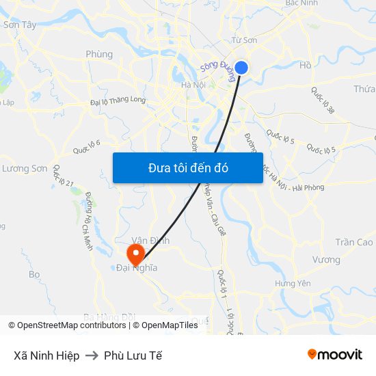 Xã Ninh Hiệp to Phù Lưu Tế map