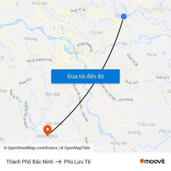 Thành Phố Bắc Ninh to Phù Lưu Tế map